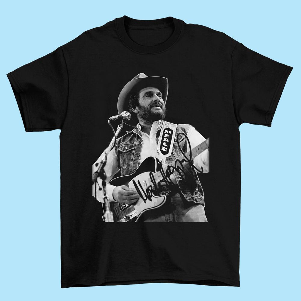 Merle Haggard Singned T Shirt Size S M L 234XL Tee Men Cotton Unisex T-Shirt S