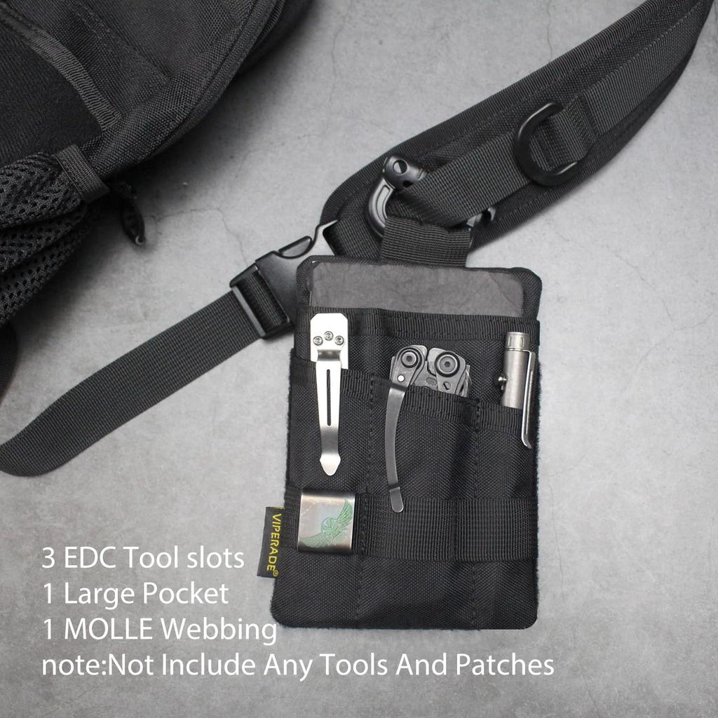 VIPERADE VE25 EDC EDC Pocket Organizer with DIY 7 Pocket EDC Organizer for Everyday Carry Velcro Multi Tool Pouch EDC Pocket Pouch for EDC Gear Pouch,