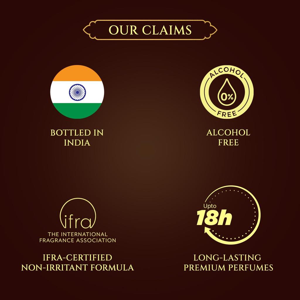 Taaj Attar | Langanhaltendes Unisex-Geschenkset für Mann und Frau 4x12ml | Karamell, Zitrone, Zimt und Moschus | Alkoholfrei | Oud, Blumig, Moschus |