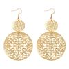 B505 Retro European & American Frosted Hollow Disc Earrings with Ethnic Carved Studs