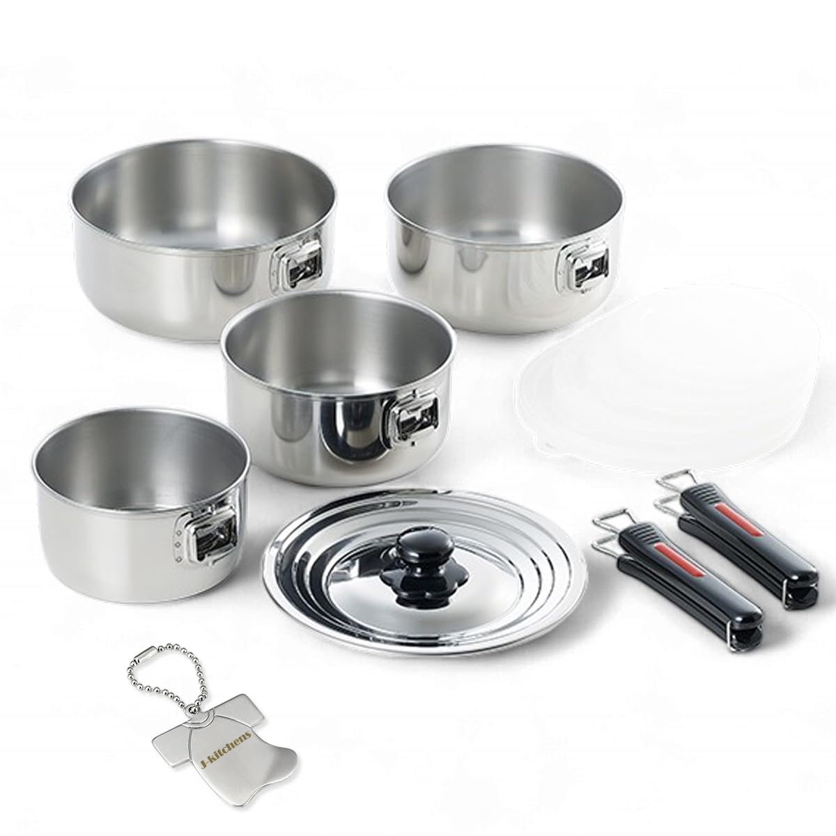 

Saucepan Set with Detachable Handles and Induction Made in with Original Tag J-kitchens 4-Piece (14cm, 16cm, 18cm, 20cm), Compatible, Japan,