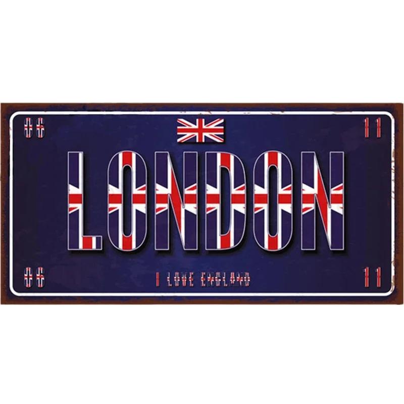 Country Metal Sign License Plate France Russia Tin Sign Car Garage Motorcycle Decoration Spain Poland London Number Plate N39