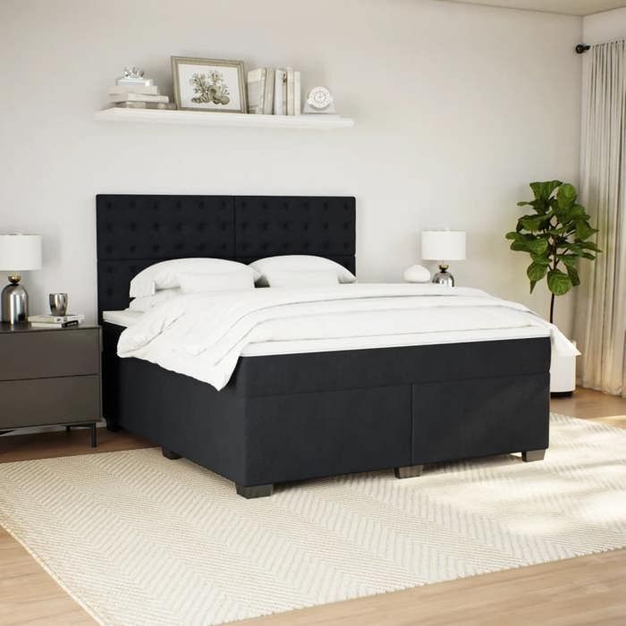 VidaXL Slat Bed Base with Mattress Black 180x200 Cm Velvet 3290992