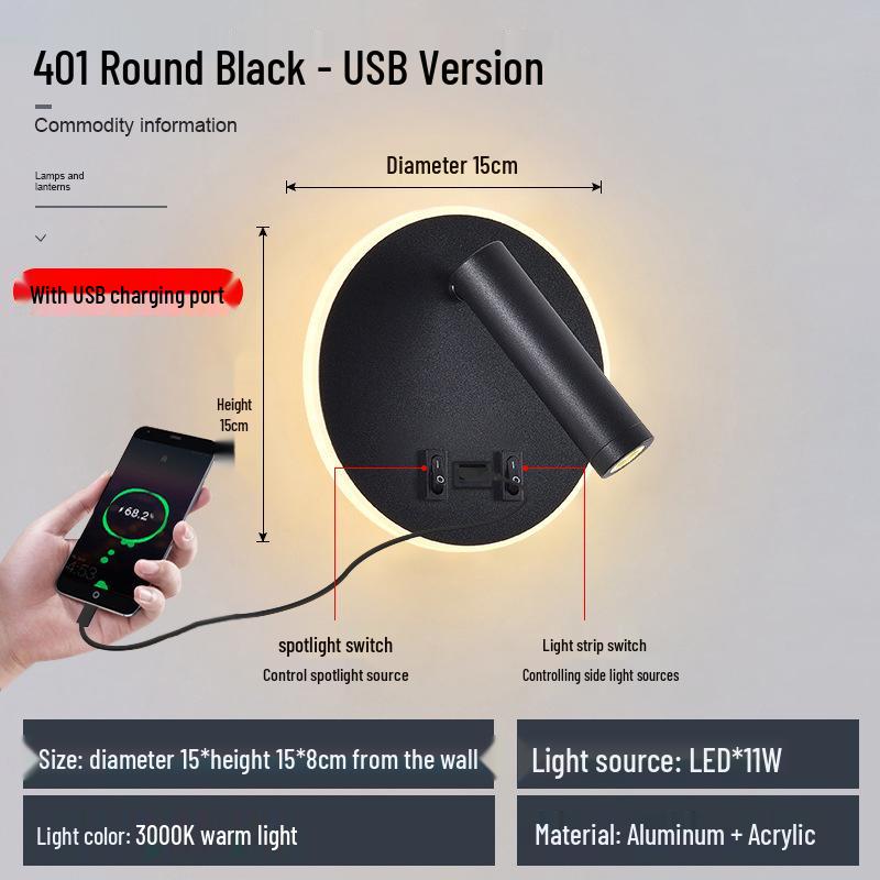LED USB Wall Lamp for Reading - Bedside & Study Room