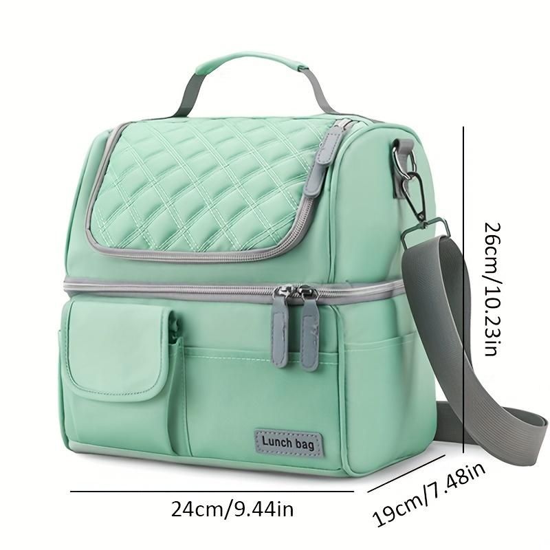 New Large Capacity Double Layer Lunch Bag, Outdoor Picnic Work Lunch Insulated Bag,Simple Portable Crossbody Shoulder Lunch Bag, Non-Food Contact