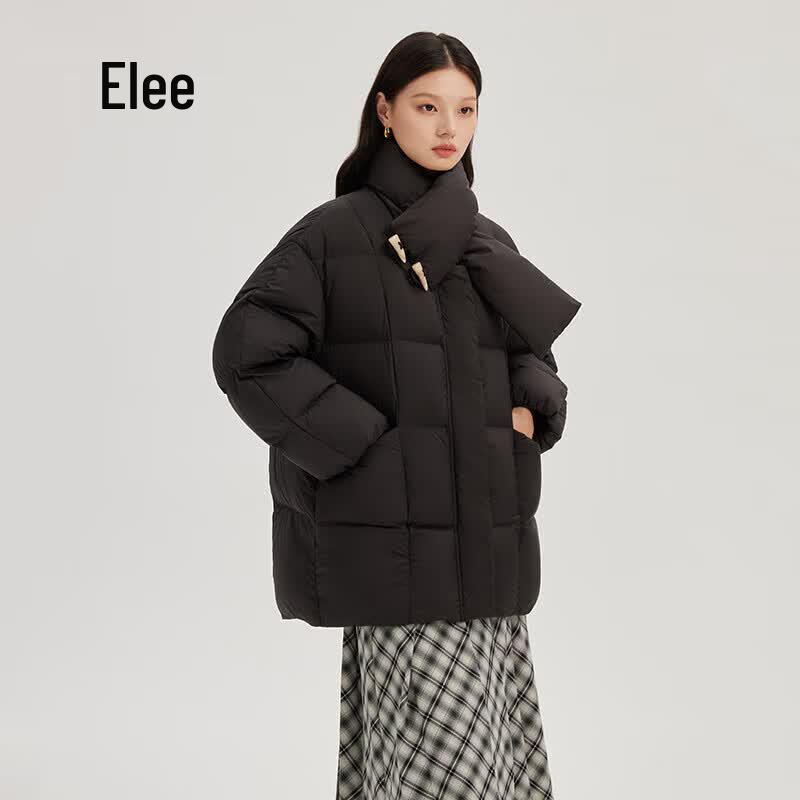 Ailaie Women's Scarf Collar Mid-Length Down Jacket