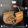 Panier à bûches - CREATIVE HOME - Cheminée Osier Ovale - Poignée - Osier 100% naturel - 60x45x50 cm