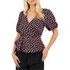 Womens/Ladies V Neck Puff Sleeve Wrap Top