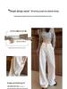 Women's High-Waisted Wide-Leg Linen Pants - White Summer Drape Style