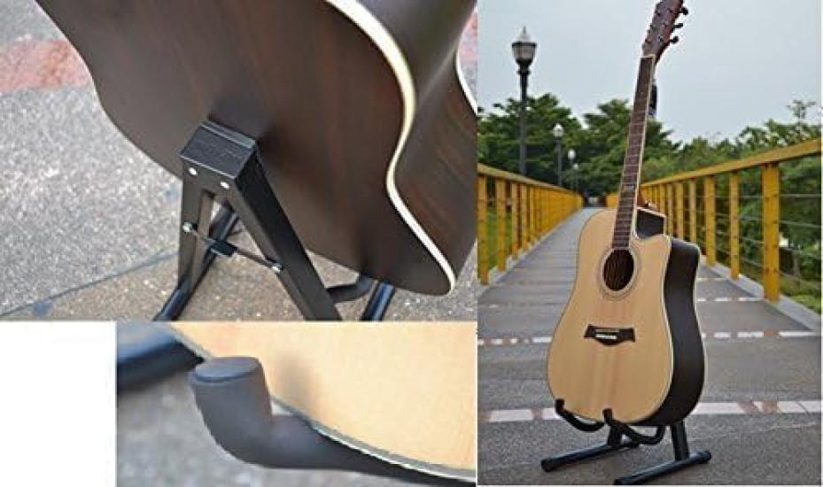 Stable Folding Guitar Stand for and Bass Black Acoustic, Electric, Guitars,