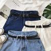 Women's High-Waisted Korean Style Denim Shorts with Rolled Hem