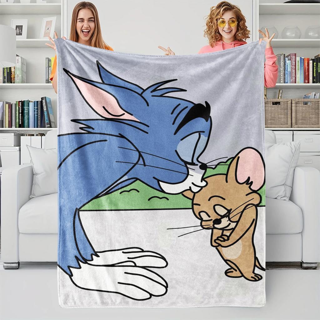 Coperta Classica Tom & Jerry Cartone Animato Tom e Jerry Stampata Flanella Plaid per Casa Tempo Libero Campeggio Viaggio Regalo di Festa per Bambini