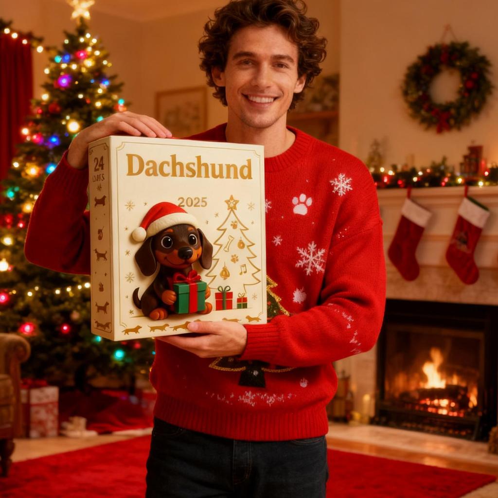 Dachshund Christmas Advent Calendar 2025 2D Acrylic Dog Pendants 24 Days Countdown Calendar Collectible Cute Animal Ornaments