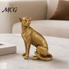Büro-Desktop-Dekoration Goldene Leopard-Figur Modell, Lebendige Statue, Hockende Lauffigur, Harz Eingangsbereich Dekorationsartikel Schmuck für TV-Ständer