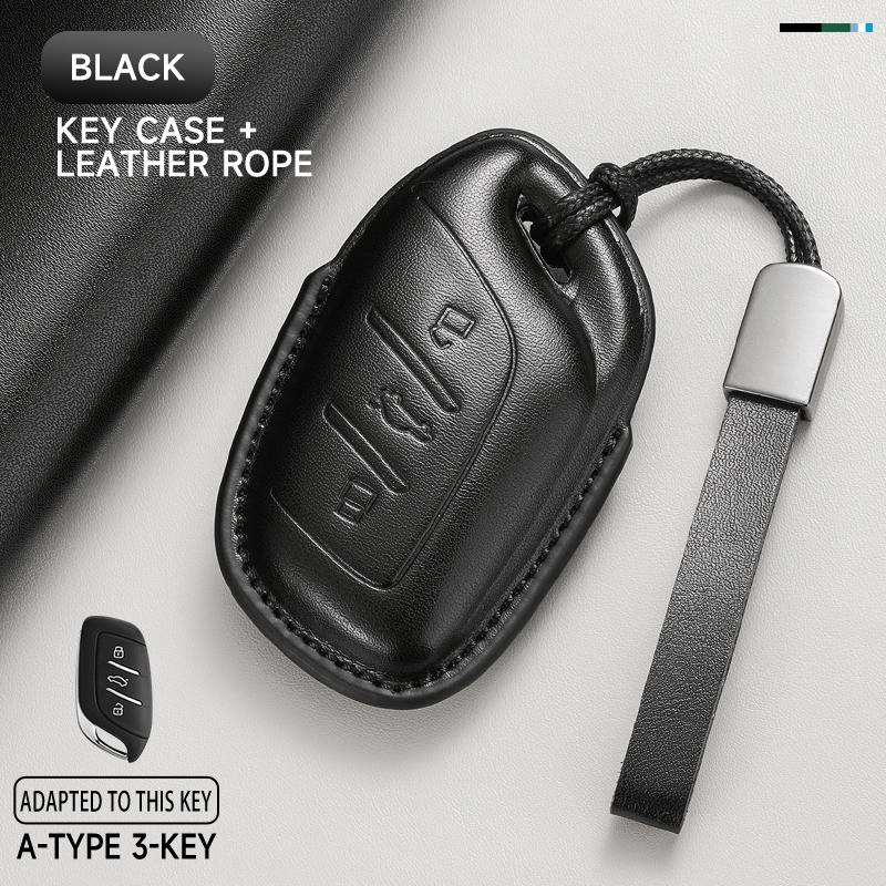 

Genuine Leather Car Key Case Cover Key Bag For MG MG4 ZS EV MG6 EZS HS EHS Protect Set Car Accessories