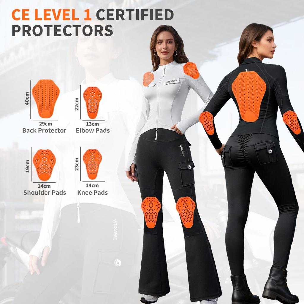 Wosawe CE Approved Motorcycle Back Protector Universal Motorbike Knee Pads Soft Motorcycle Jacket Insert Armor Equipment
