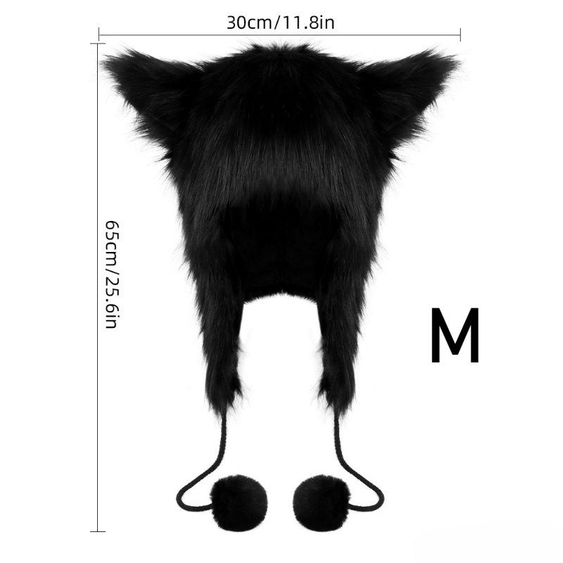 New Plush Cats Ears Hat Headwear Warm Furry Hat for Halloween Fox Costume Cosplay Anime Party Accessory Winter Windproof Hat