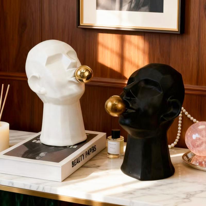 Creative Bubble Blowing Portrait Ornaments Resin Statue Crafts Home Decoration Living Room Bedroom Desktop Ornaments Gifts