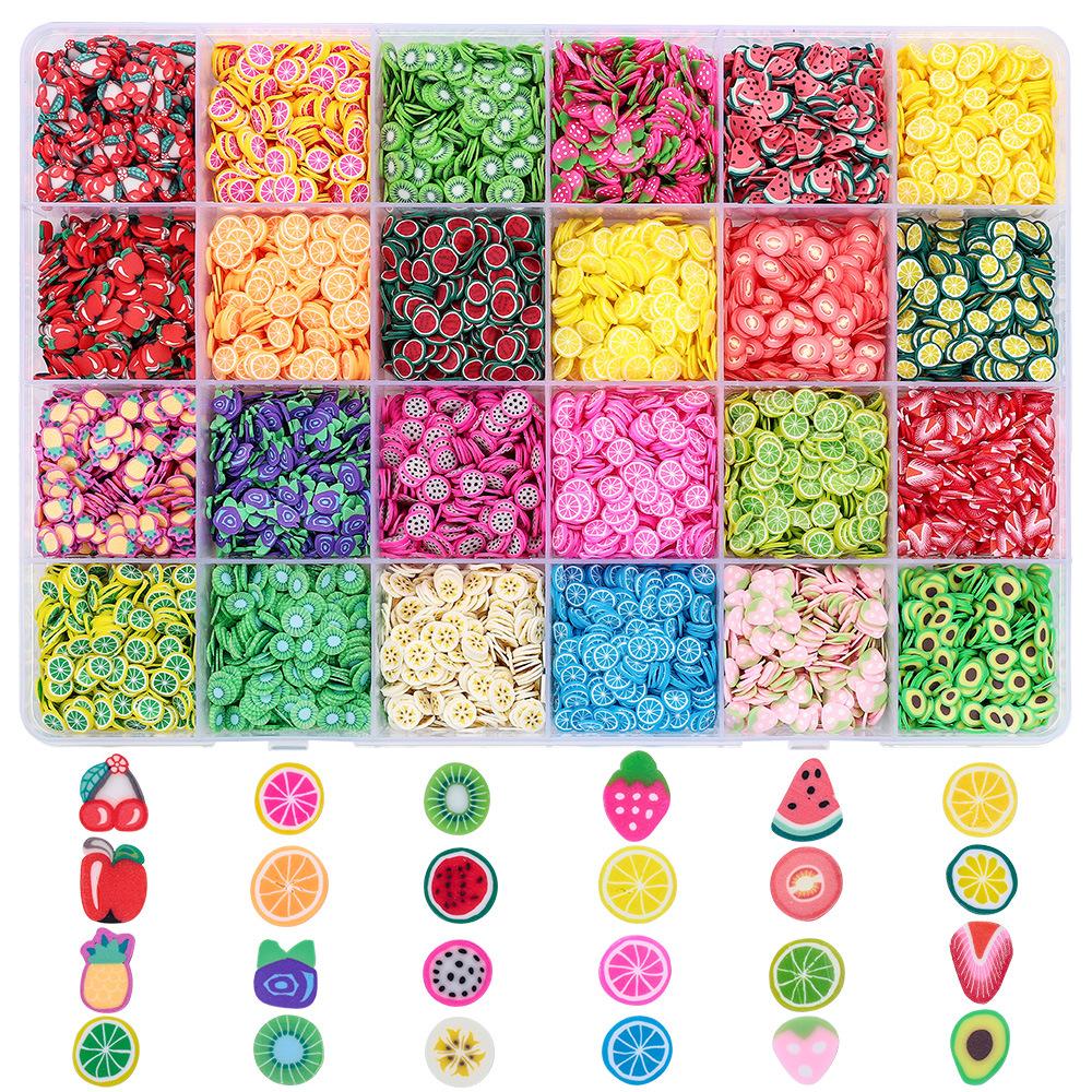 Valentine'S Day Nail Art Jewelry Pottery Set 24 Grid Diy Fruit Slices Candy Love Flower Mixed Patch