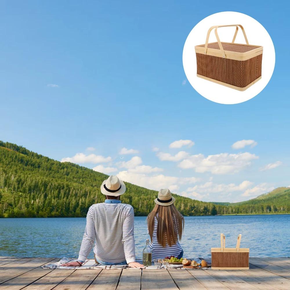Chinese Style Bamboo Basket Natural Picnic Basket Egg Container  Mid-Autumn Festival