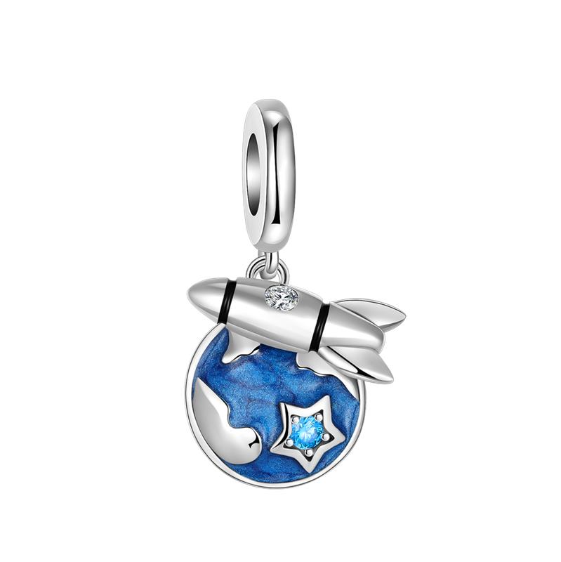 Exquisite Charms Beads Copper Inlaid Zirconium Love Heart Moon Dangle Fit Original Pandora Bracelets Diy Jewelry