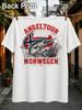 Gerunisex Angeltour 2026 Norwegen Jumping Fish Lure FlAg Fjord Mountains And Red Cabins Vintage Unisex All TShirt