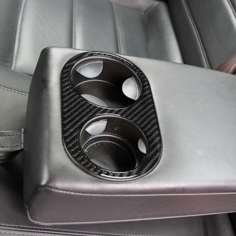 Real Carbon Fiber Car Accessories Rear Cup Holder Panel Decorative Trim Cover Soft Sticker For Jaguar X-TYPE X400 2001-2009
