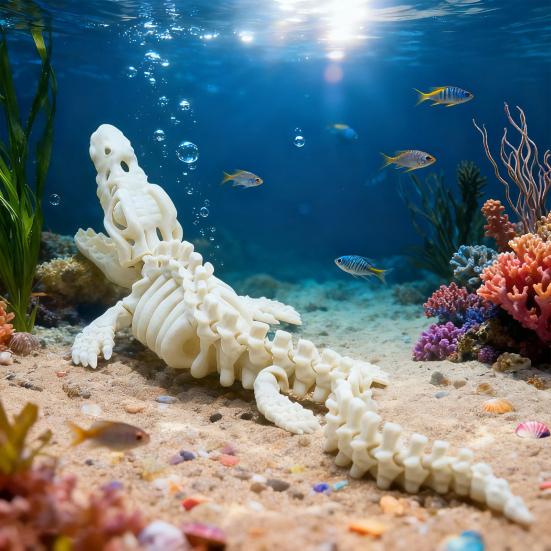 3D Printed Mosasaurus Skeleton Articulated Mosasaurus Figurine Prehistoric Dinosaur Collectible for Aquarium Desk Bookshelf Decoration