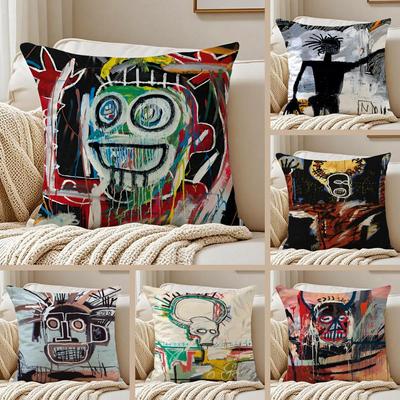 J-Jean M-Michel Cushion Cover Silky Short Plush Sofa Pillow Cover Hidden Zipper Soft Dustproof Case for Home Decor Best Gift