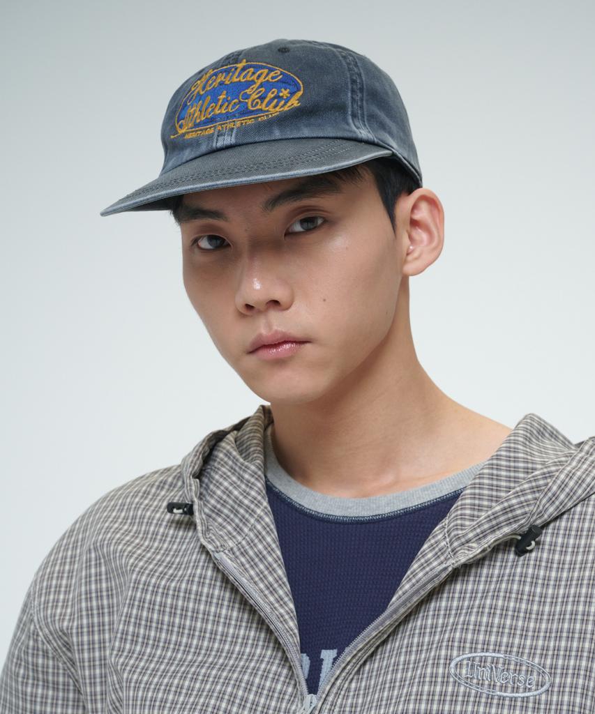Yunibeoseugameonteu Universe Signed Long Bill Washed Cap_Charcoal Grey