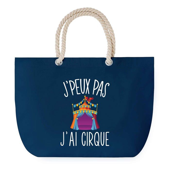 Sac de plage - PLANETEE - J'peux Pas Cirque - Anse corde - Coton - Grand format multicolore imprimé France
