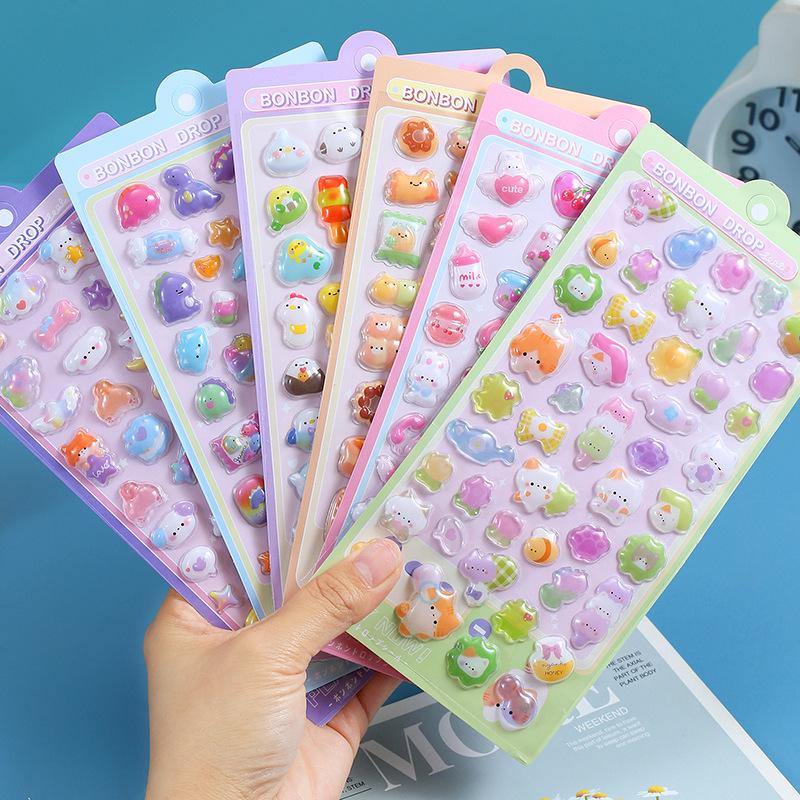 3D Embossed Japanese Cartoon Stickers for Kids' DIY Journaling & Cute Phone Case Decoration