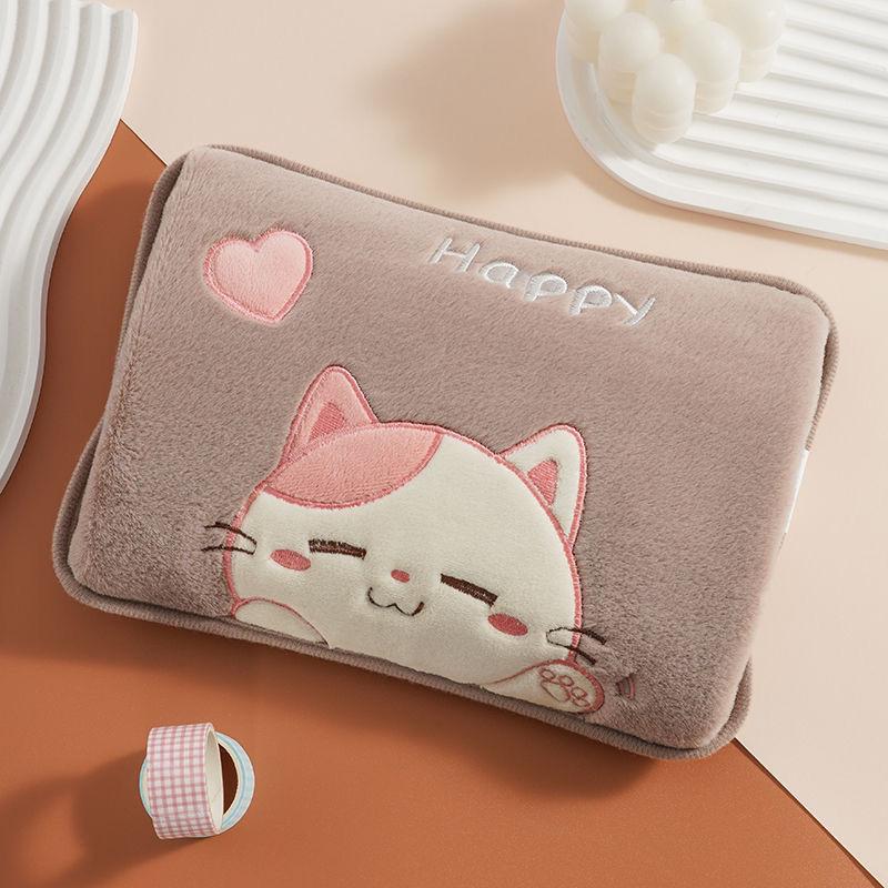 Plush Hot Water Bottle with Thick Cloth Cover for Women's Abdomen