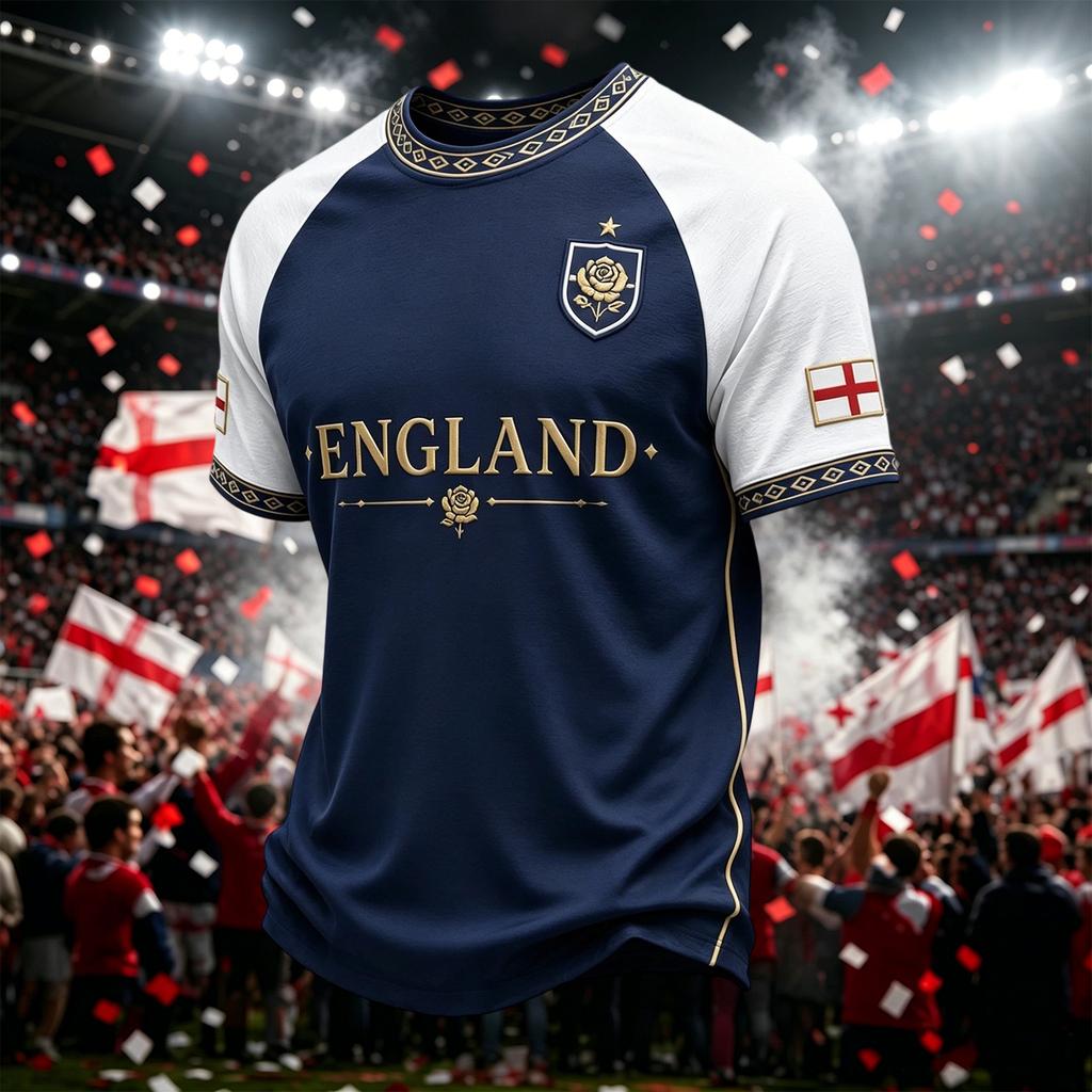 Men's Casual Lightweight Breathable Short Sleeve Crew Neck T-Shirt England 2026 Printed Design Comfortable Fit Sportswear