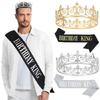Men's Birthday Party Sash With Elegant Crown Glitter for Men To Stand Out King Headpiece Photo Props