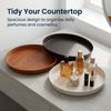 Stackable Round Wood Grain Plastic Vanity Tray Waterproof Bathroom Counter Organizer for Perfume Makeup Dressing Table Storage