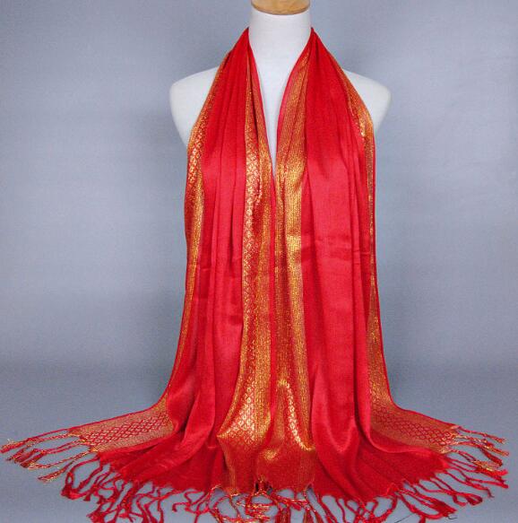 Brand de Lux Eșarfă Musulmană Aurie cu Sclipici Hijaburi Eșarfă de Cap Arabă din Orientul Mijlociu Batic Islamic din bumbac Bandană