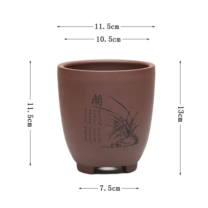 Purple Sand Flowerpot Succulents Yulu Stone Flower Balcony Potted Plant Pot Creative Gardening Ceramic Hand-painted Small Orchid
