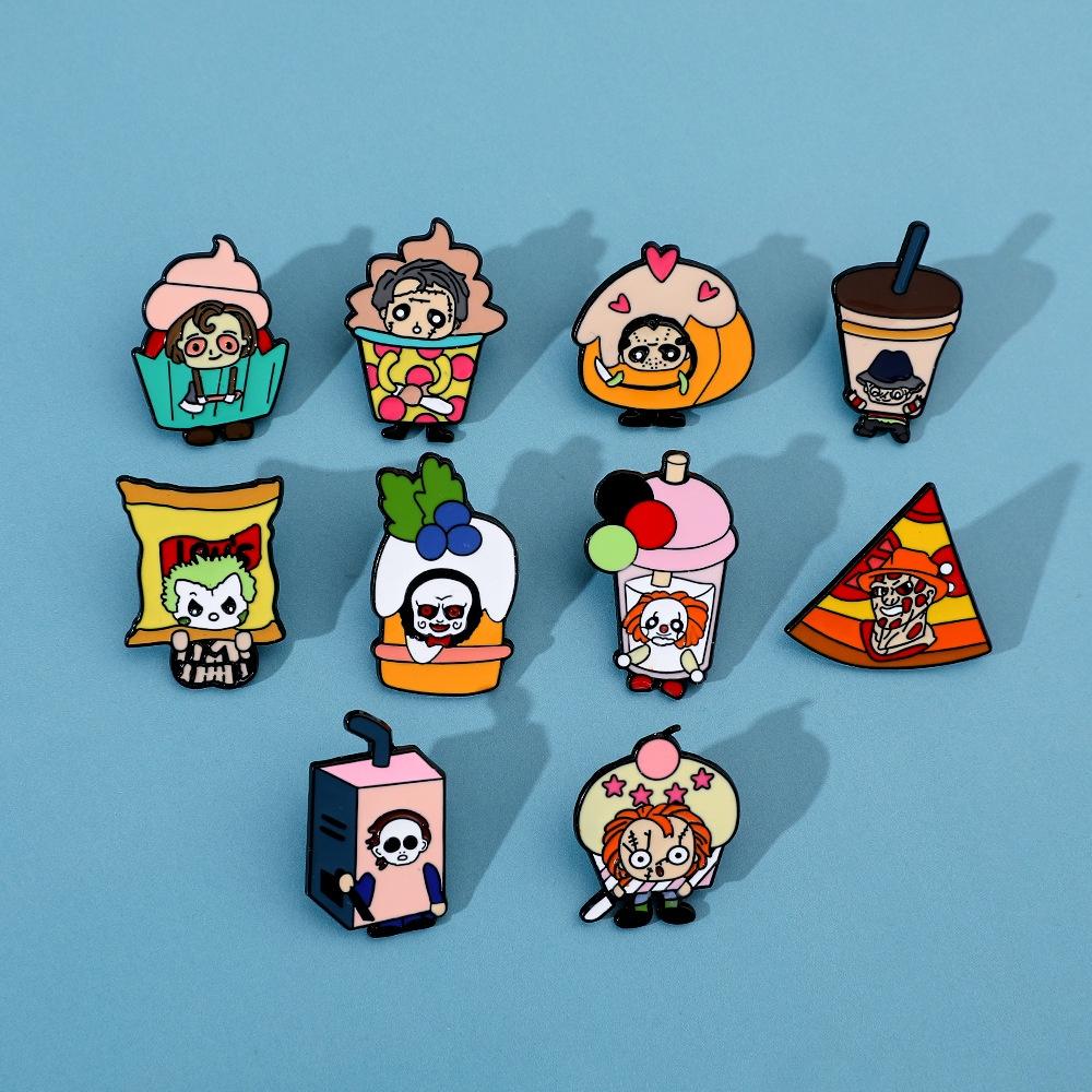 Cartoon Creative Halloween Brooch Horror Movie Character Clown Chainsaw Horror Doll Metal Badge