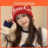 Printing Letter Pattern Beanie Knitted Cap For Women Windproof Breathable Warm
