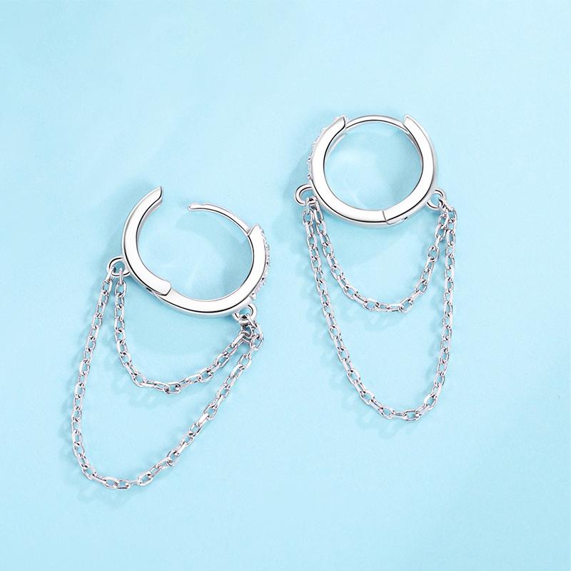 barbie Earrings Original Design Double Chain Earrings, High-end Temperament, Ins Style and Exquisite Love, 925 Silver Synthetic Cubic ZJYES-YS-212