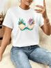 Women'S Sleeve Crew Theme and Jellyfish Print Design Dopamine Breathable Double Brushed Milk Fabric Home Wear Suitable