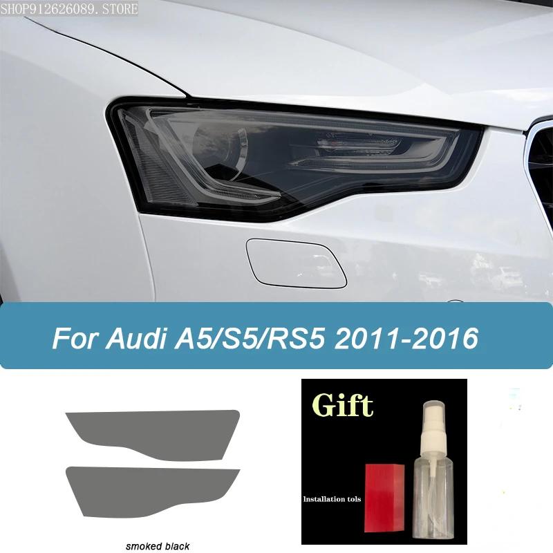 2 Pcs Car Headlight Protective Film Smoked Black Tint Wrap Vinyl Transparent TPU Sticker For A A5 S5 RS5 8T 8F 8W6 2011-On