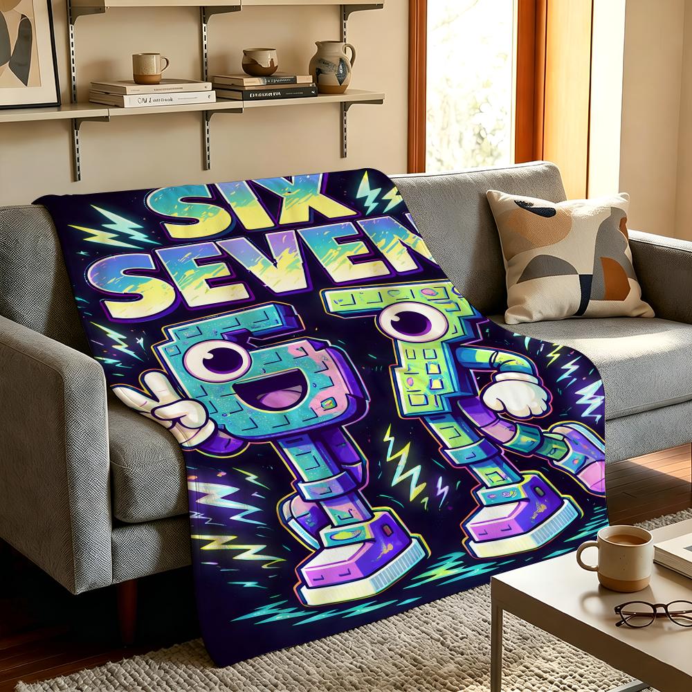 Art N-Number S-Six S-Seven Throw High-Density Short Plush Blanket Soft Skin-Friendly for Sofa Nap Air-Conditioned Room