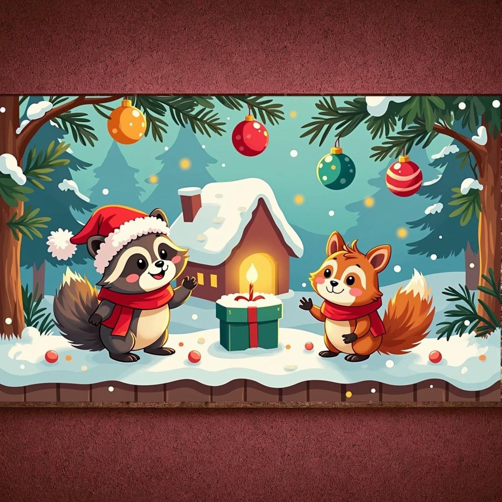 Weihnachtsdekoration Banner Weihnachtsthema Schneelandschaft Banner Winter Banner Weihnachtsmütze Für Festival-Arrangement Innen