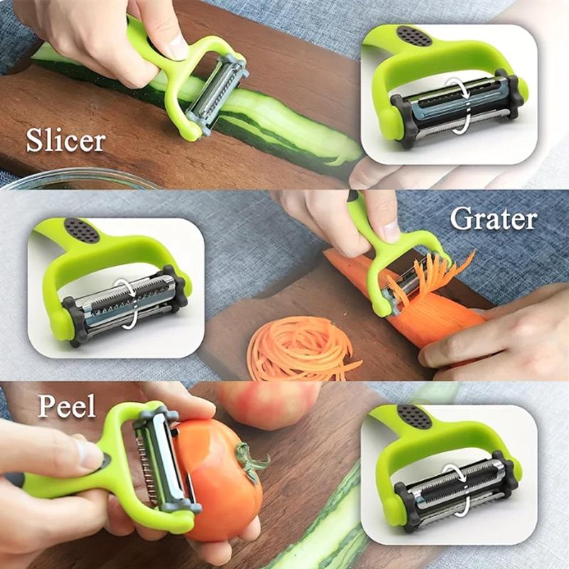 Stainless Steel Paring Knife Multi-function Rotary Peeler 3-in-1 Grater Multi-purpose Planer Kitchen Tools