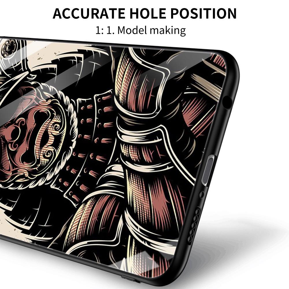Pouzdro z tvrzeného skla pro Xiaomi Redmi Note 10 Pro Max 9 9s 7 8t 8 K40 K30 Pro Plus 9t 9c 8a 9a Phone Shell Japanese Samurai Art