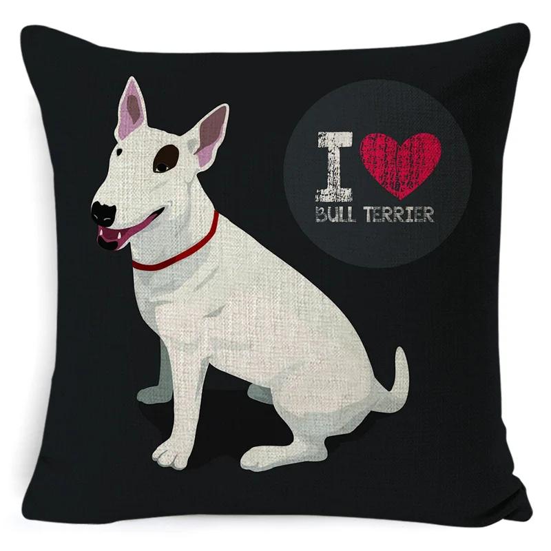 Bullterrier Beagle Bomull Lin Kuddfodral Bostonterrier Boxer Hund Kuddfodral Bulldog Chihuahua Heminredning Kuddfodral