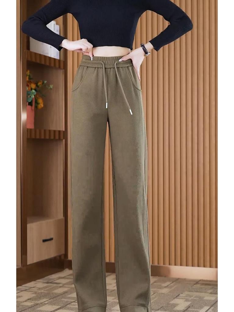 Specht Banane Damen High-Waist Schmal/Weitbein Herbsthose - Vielseitige, fließende Freizeit-Sweathose für Herbst/Winter