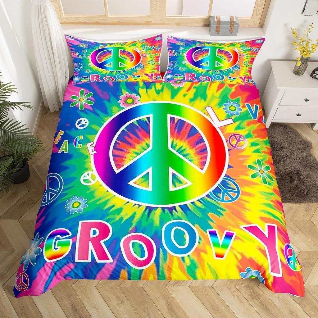 Exotic Mushroom Eyes Rainbow Duvet Cover Queen King Size Bohemian Style Bedding Set For Men Women Halloween Floral 3 Pcs